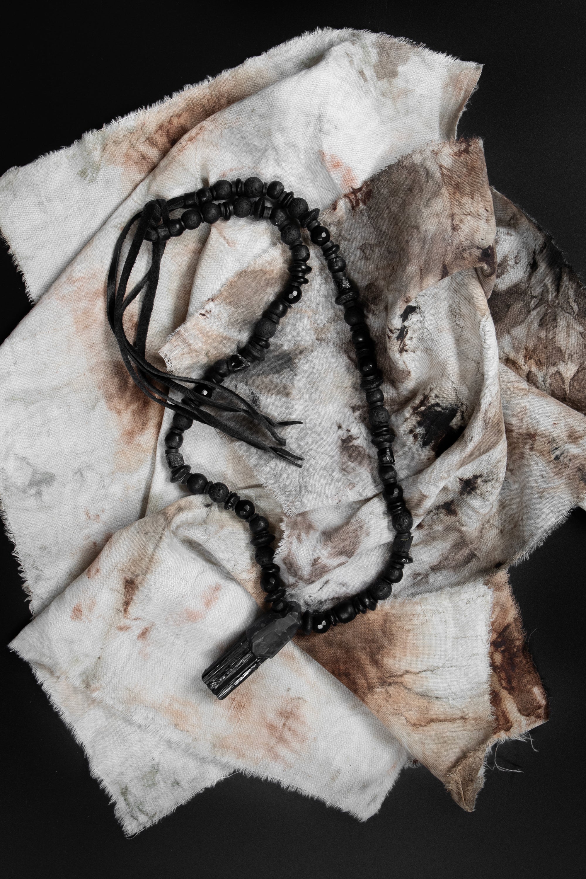 Strata Black Tourmaline Onyx Necklace - - Accessories - Limited Edition Apparel, Accessories, and Original Fine Art Prints, Home Decor, Feminist Minimalist Gothic Design, Made to Order, Double Kick, Signed and Numbered