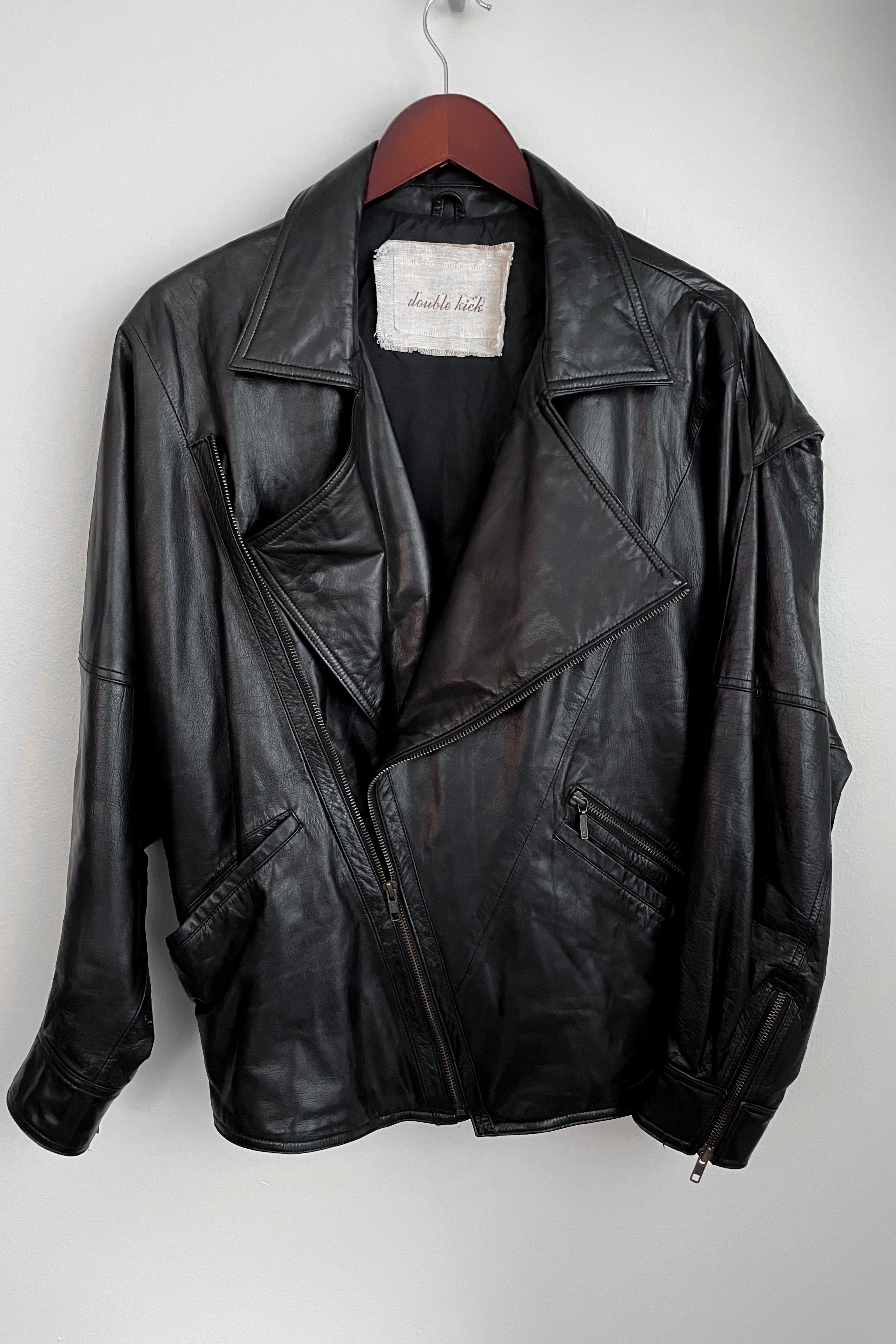 No. 0009 | Asymmetric Leather Jacket - - Apparel - Limited Edition Apparel, Accessories, and Original Fine Art Prints, Home Decor, Feminist Minimalist Gothic Design, Made to Order, Double Kick, Signed and Numbered