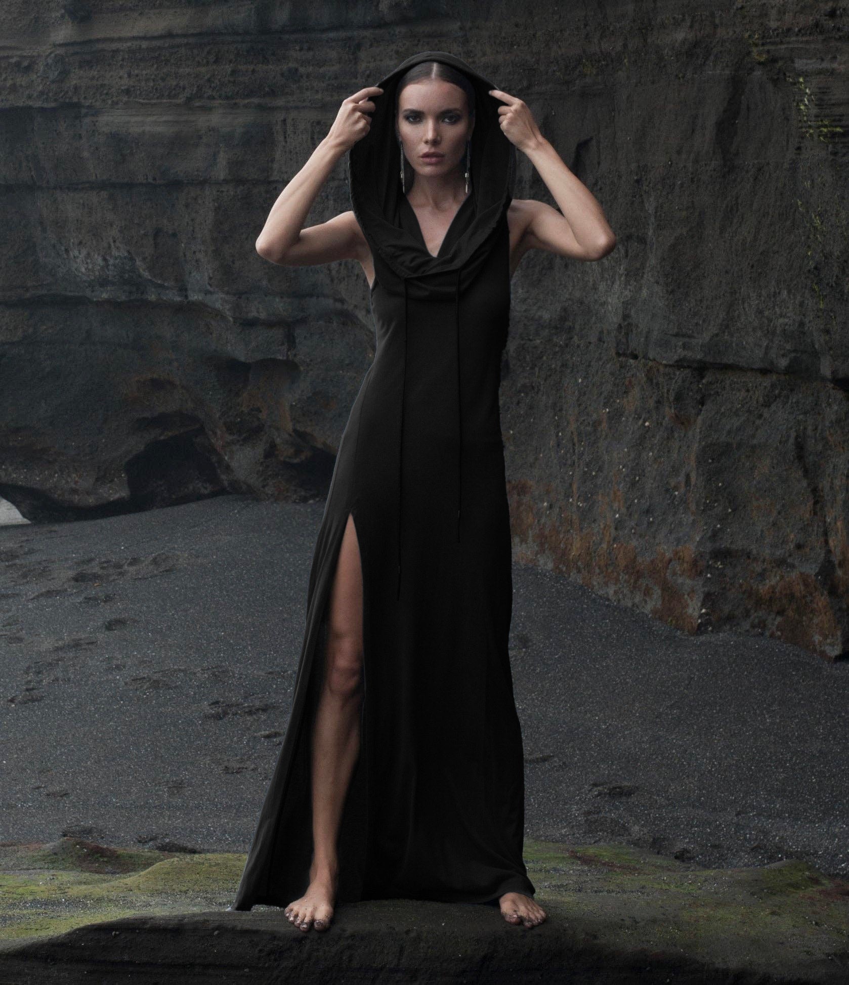 Makaira Dress - Black - Apparel - Limited Edition Apparel, Accessories, and Original Fine Art Prints, Home Decor, Feminist Minimalist Gothic Design, Made to Order, Double Kick, Signed and Numbered