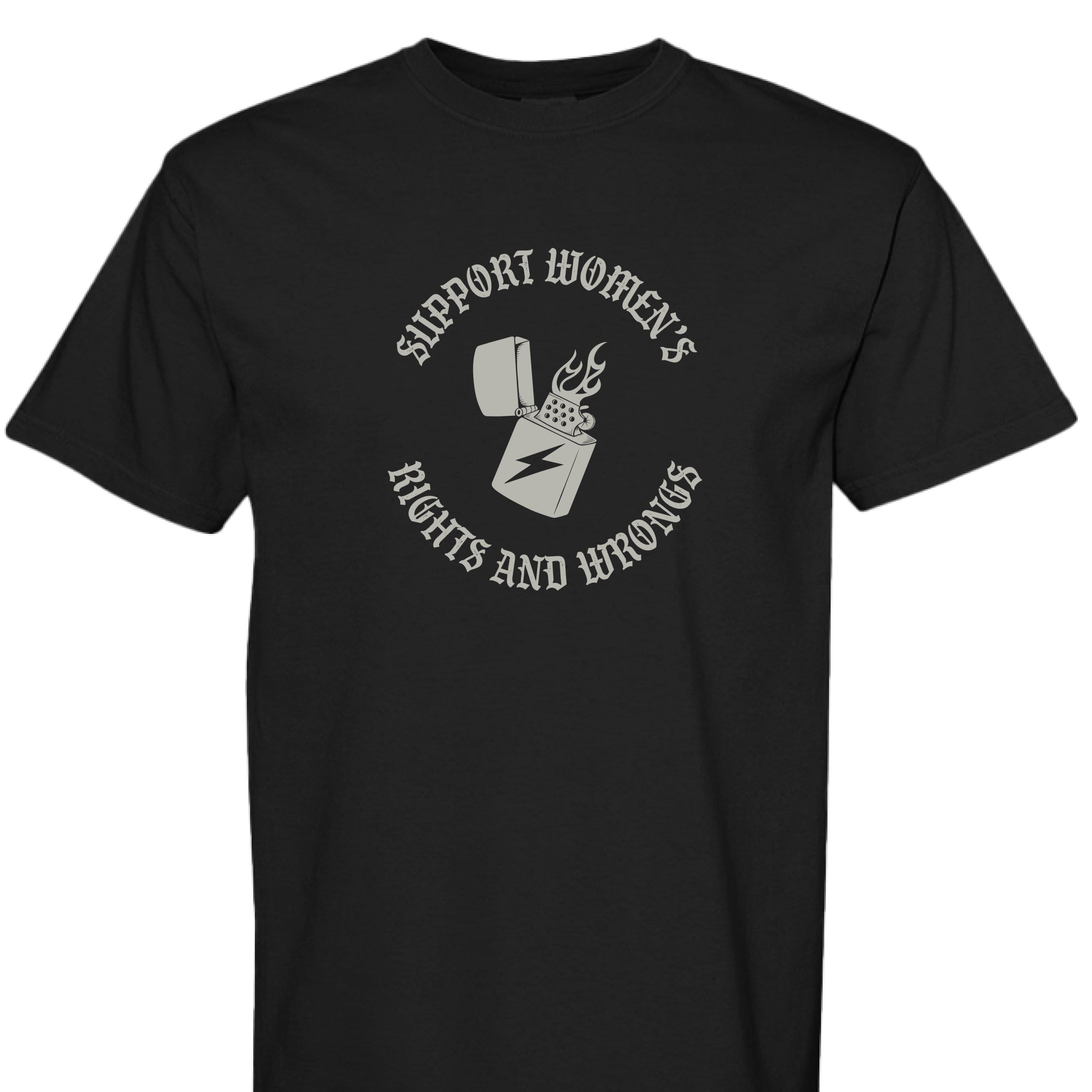 Support Women's Rights and Wrongs Tee - Black - Apparel - Limited Edition Apparel, Accessories, and Original Fine Art Prints, Home Decor, Feminist Minimalist Gothic Design, Made to Order, Double Kick, Signed and Numbered