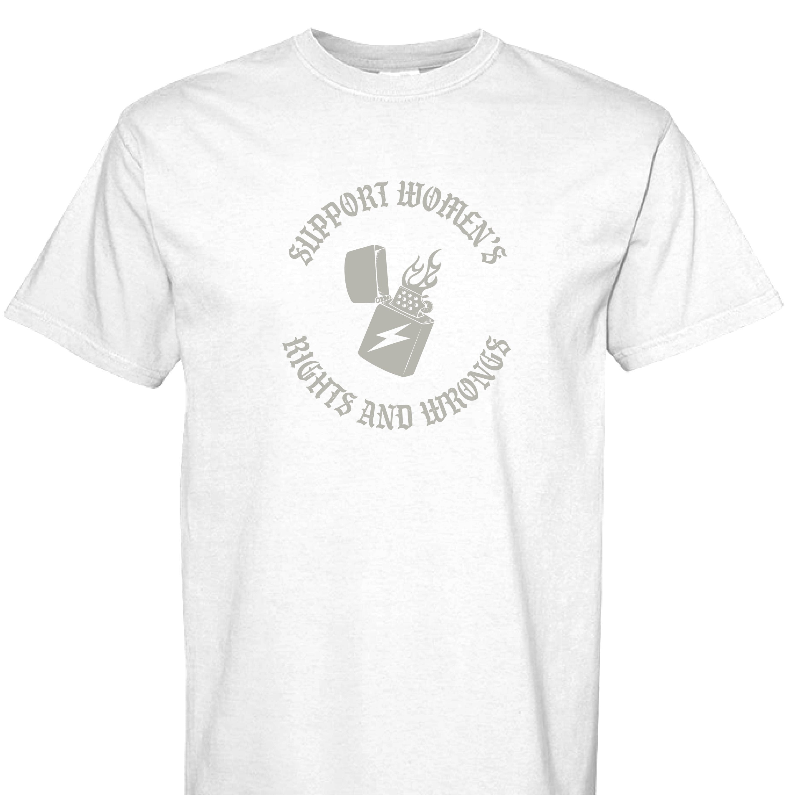Support Women's Rights and Wrongs Tee - White - Apparel - Limited Edition Apparel, Accessories, and Original Fine Art Prints, Home Decor, Feminist Minimalist Gothic Design, Made to Order, Double Kick, Signed and Numbered