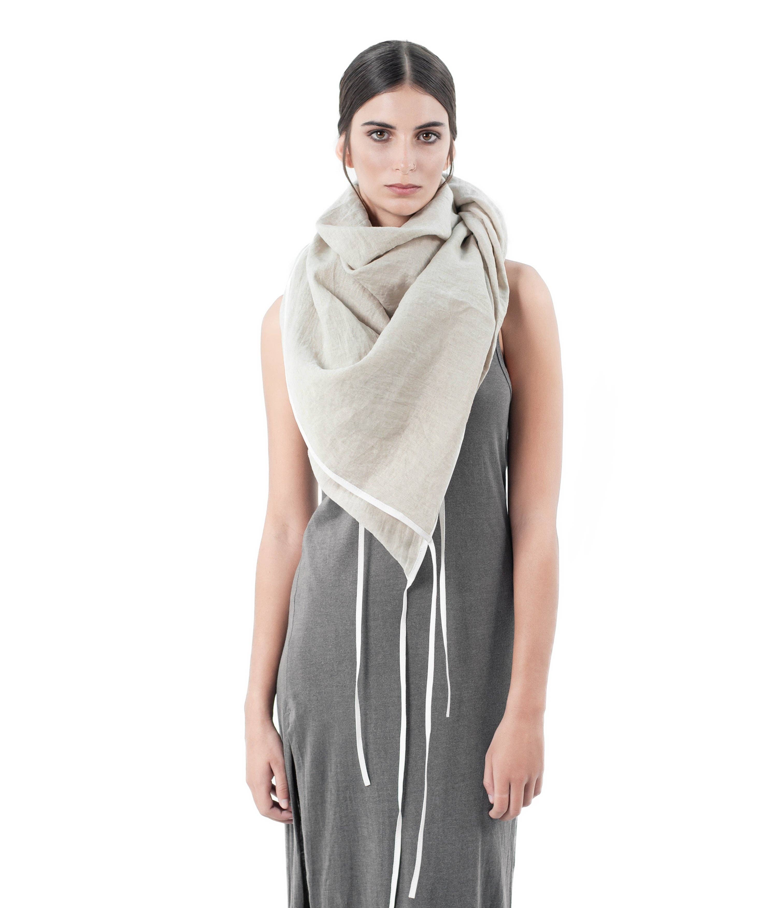Linen & Leather Scarf