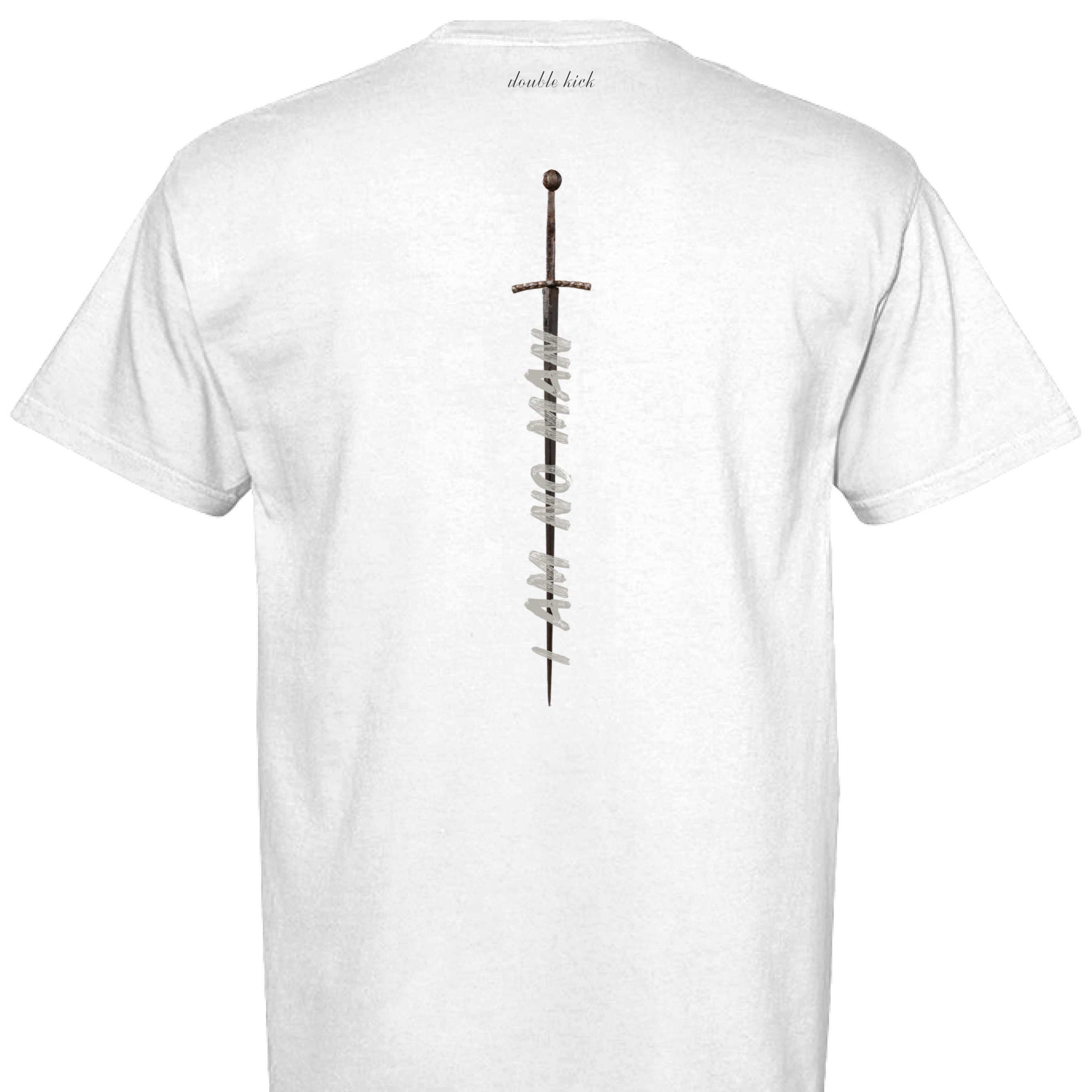 I Am No Man Tee - White - Apparel - Limited Edition Apparel, Accessories, and Original Fine Art Prints, Home Decor, Feminist Minimalist Gothic Design, Made to Order, Double Kick, Signed and Numbered