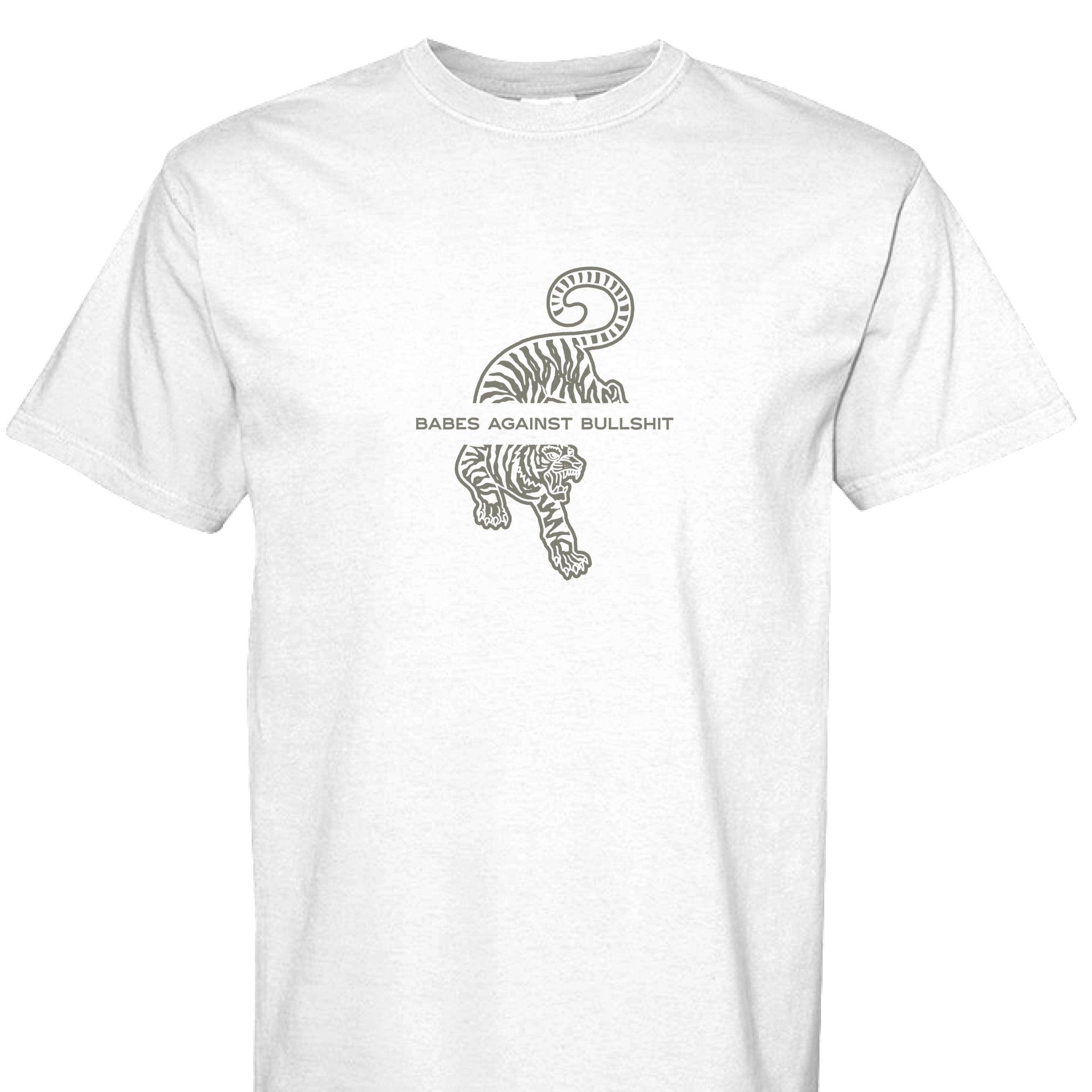 Babes Against Bullshit Tee - White - - Limited Edition Apparel, Accessories, and Original Fine Art Prints, Home Decor, Feminist Minimalist Gothic Design, Made to Order, Double Kick, Signed and Numbered