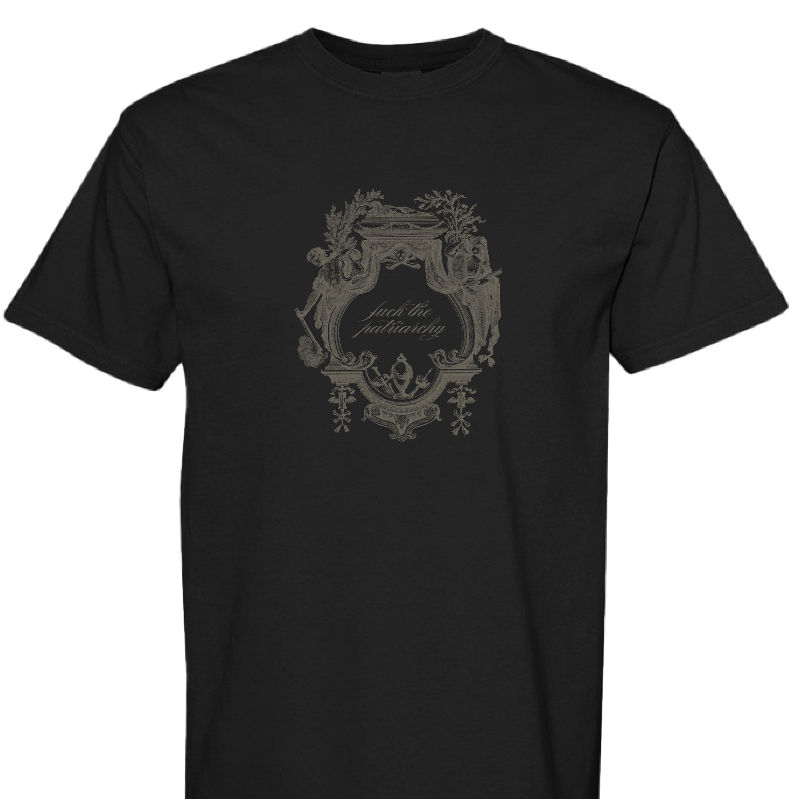 Fuck the Patriarchy Tee - Black - Apparel - Limited Edition Apparel, Accessories, and Original Fine Art Prints, Home Decor, Feminist Minimalist Gothic Design, Made to Order, Double Kick, Signed and Numbered