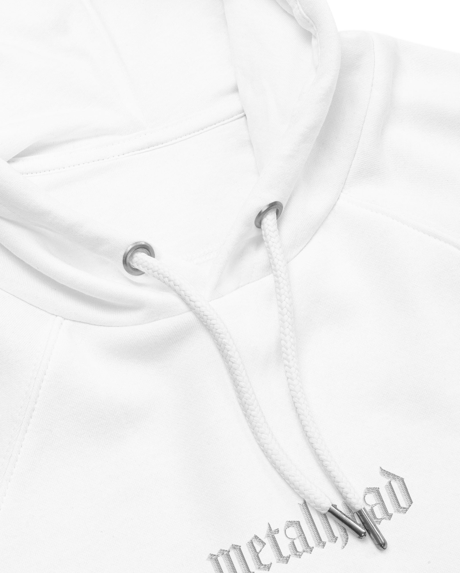 White Embroidered Hoodie | Metalhead
