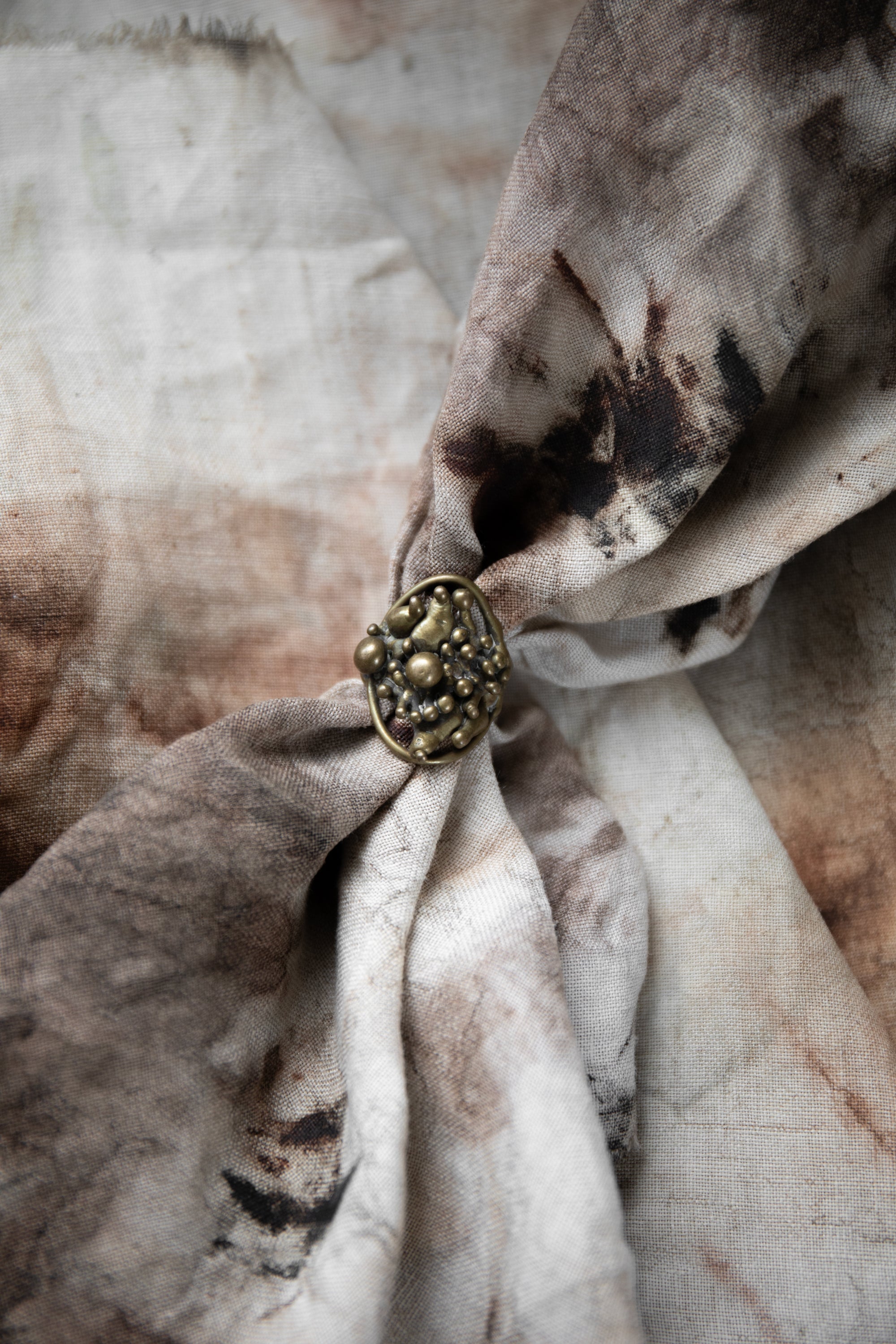 Modernist Vintage Brass Aggregate Ring - - Jewelry - Limited Edition Apparel, Accessories, and Original Fine Art Prints, Home Decor, Feminist Minimalist Gothic Design, Made to Order, Double Kick, Signed and Numbered