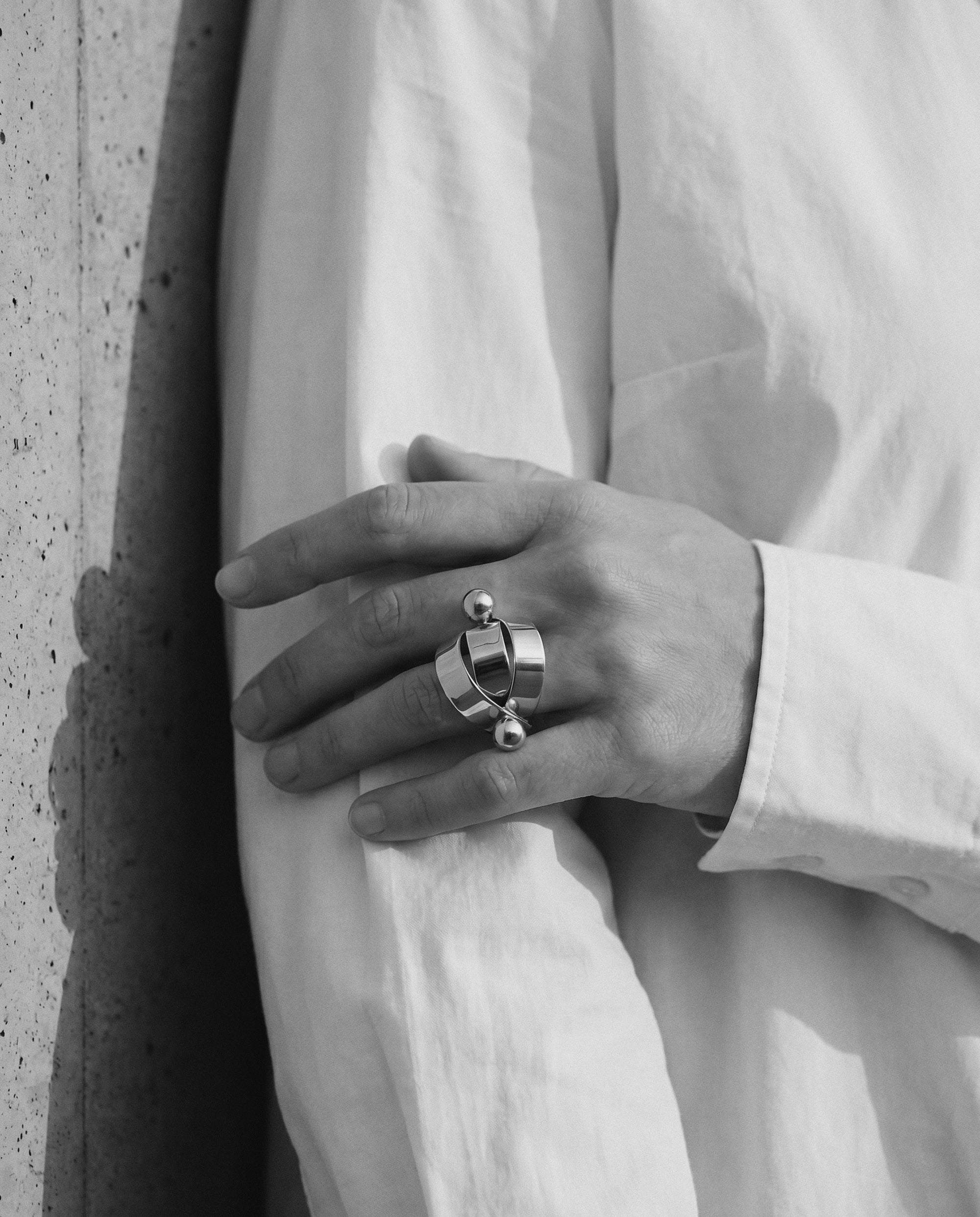 Overlap Sterling Silver Ring - - Accessories - Limited Edition Apparel, Accessories, and Original Fine Art Prints, Home Decor, Feminist Minimalist Gothic Design, Made to Order, Double Kick, Signed and Numbered
