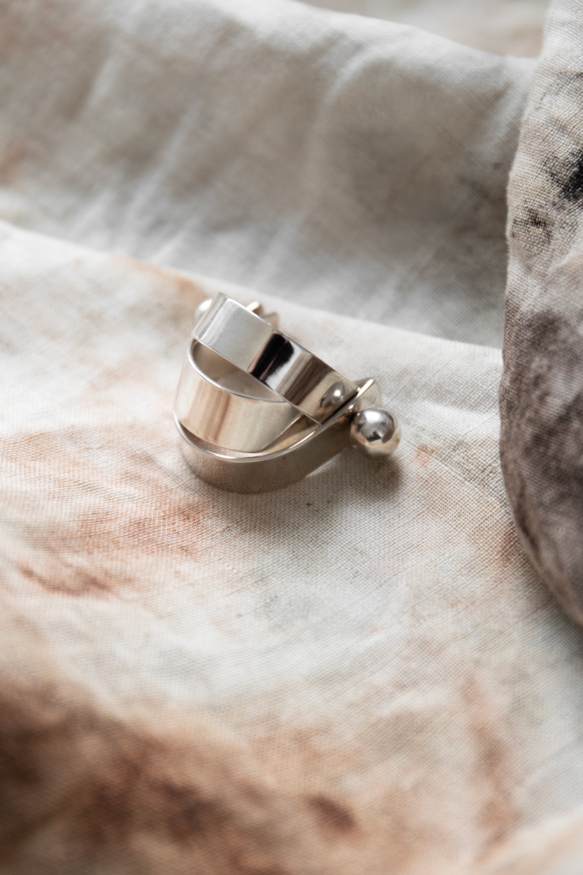 Overlap Sterling Silver Ring - - Accessories - Limited Edition Apparel, Accessories, and Original Fine Art Prints, Home Decor, Feminist Minimalist Gothic Design, Made to Order, Double Kick, Signed and Numbered