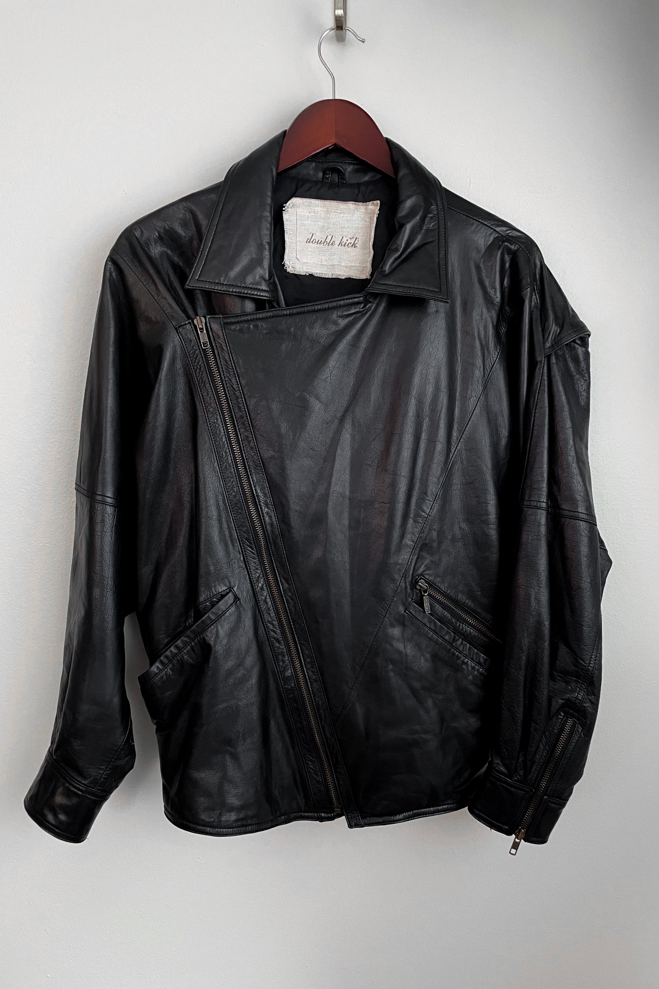 No. 0009 | Asymmetric Leather Jacket - - Apparel - Limited Edition Apparel, Accessories, and Original Fine Art Prints, Home Decor, Feminist Minimalist Gothic Design, Made to Order, Double Kick, Signed and Numbered