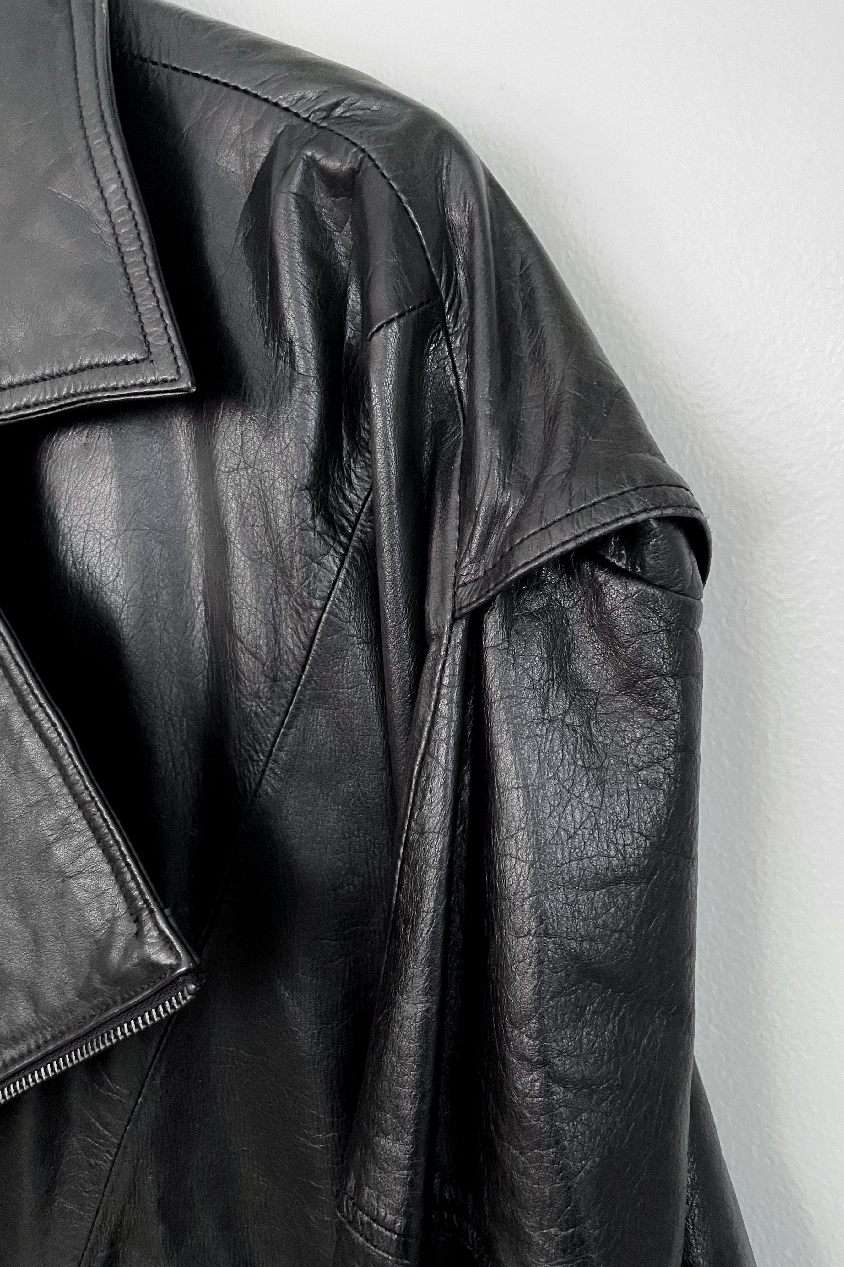 No. 0009 | Asymmetric Leather Jacket - - Apparel - Limited Edition Apparel, Accessories, and Original Fine Art Prints, Home Decor, Feminist Minimalist Gothic Design, Made to Order, Double Kick, Signed and Numbered