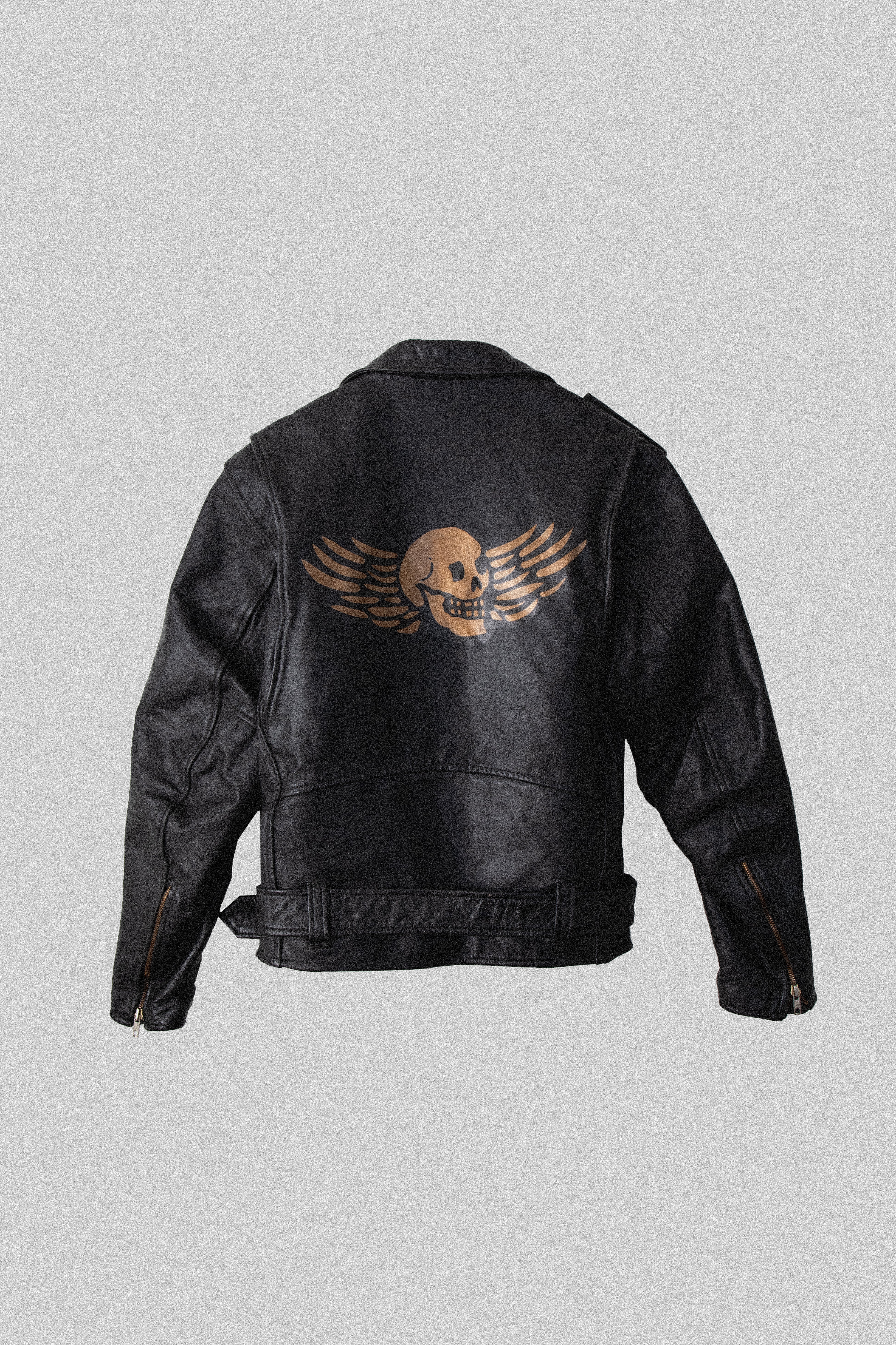 Skull with Wings Leather Jacket | Medium