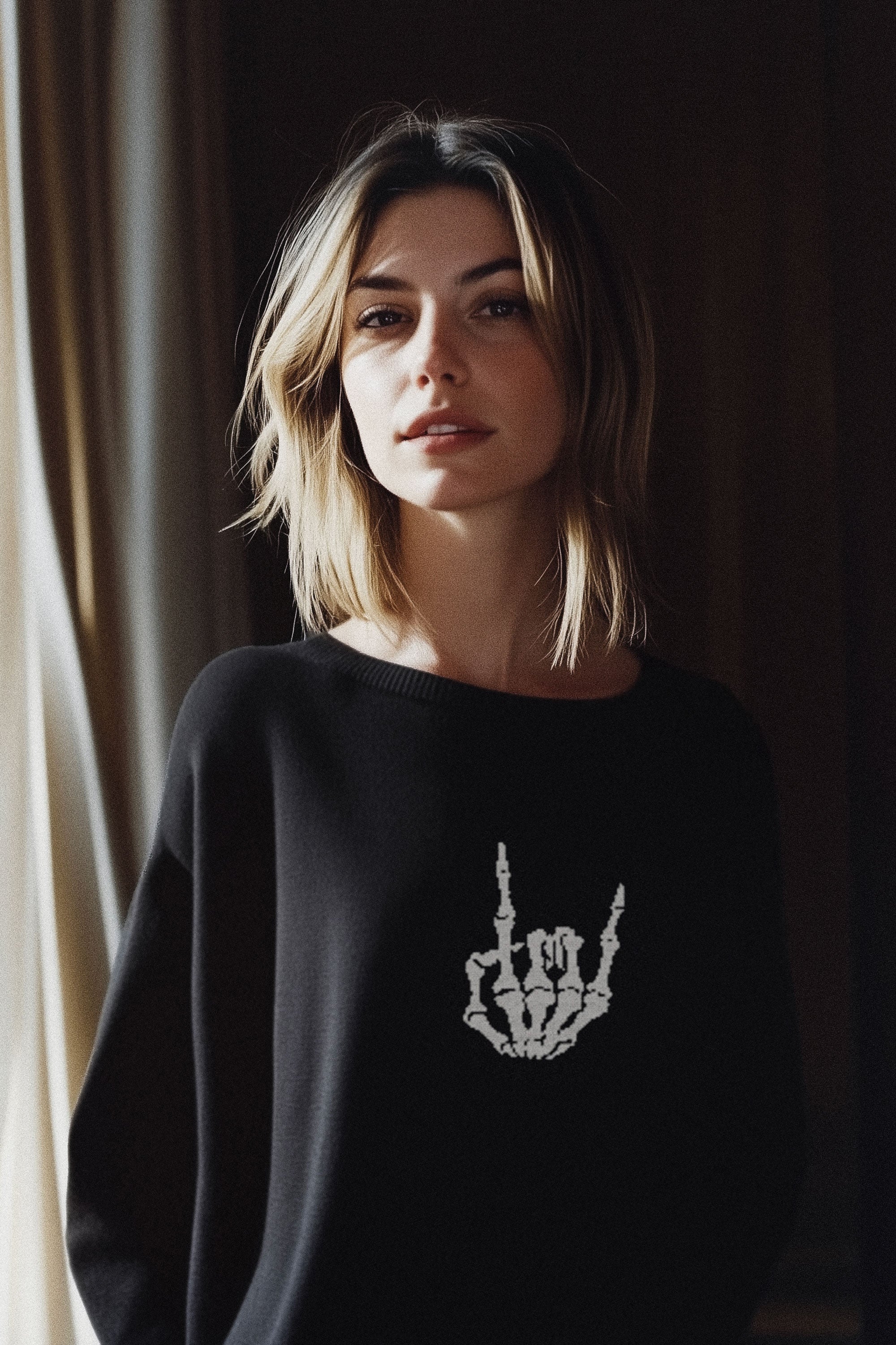 Knit Crewneck | Skeleton Horns