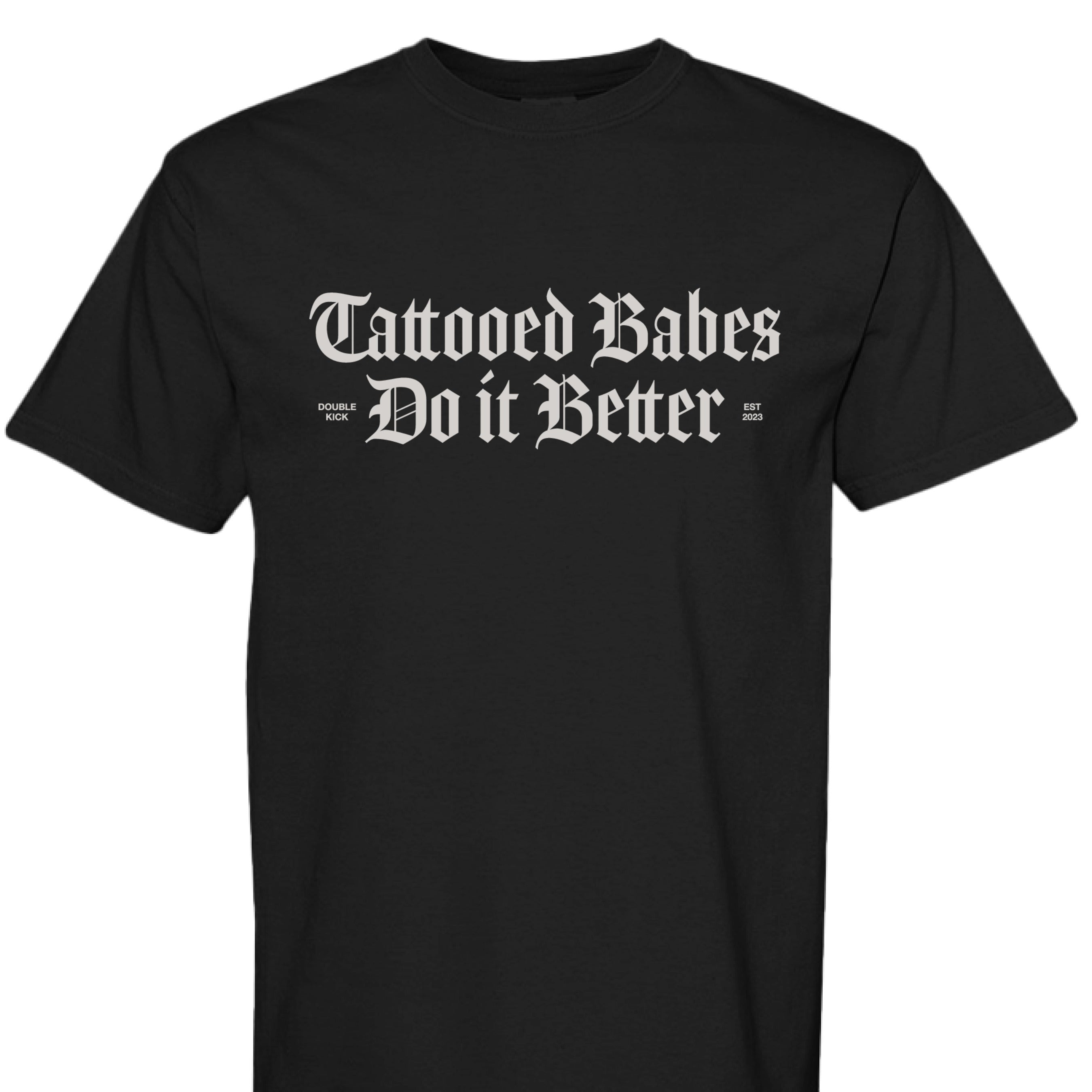 Tattooed Babes Tee | Black - 4XL - Apparel - Limited Edition Apparel, Accessories, and Original Fine Art Prints, Home Decor, Feminist Minimalist Gothic Design, Made to Order, Double Kick, Signed and Numbered