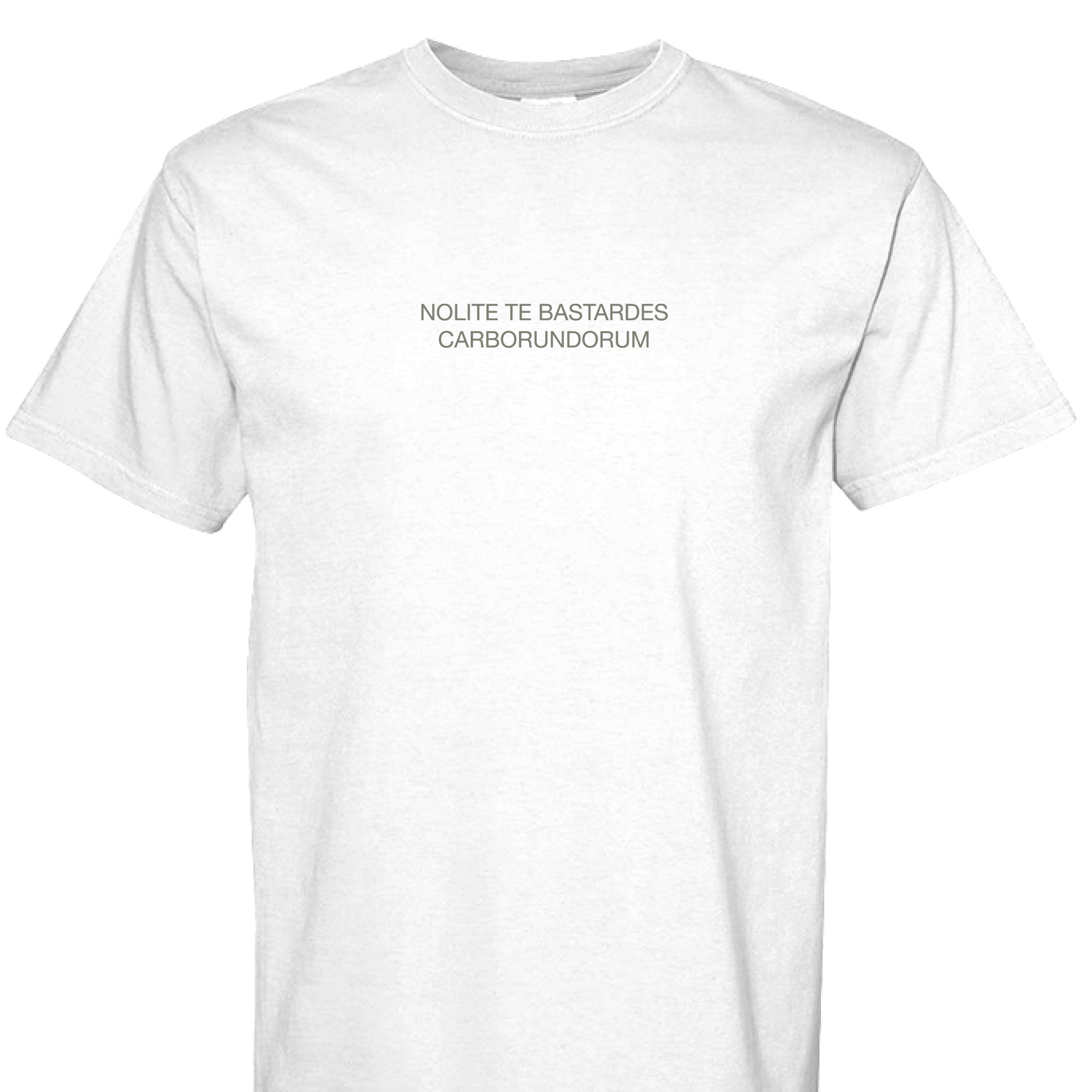 Nolite te Bastardes Tee - White - Apparel - Limited Edition Apparel, Accessories, and Original Fine Art Prints, Home Decor, Feminist Minimalist Gothic Design, Made to Order, Double Kick, Signed and Numbered